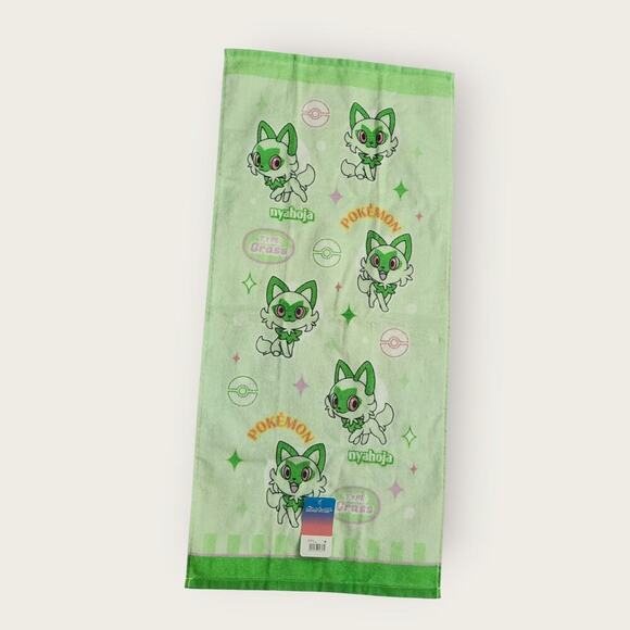 Pokemon Sprigatito Nyahoja Hand Towel Green 29.5"x13.5" NWT - Picture 1 of 5
